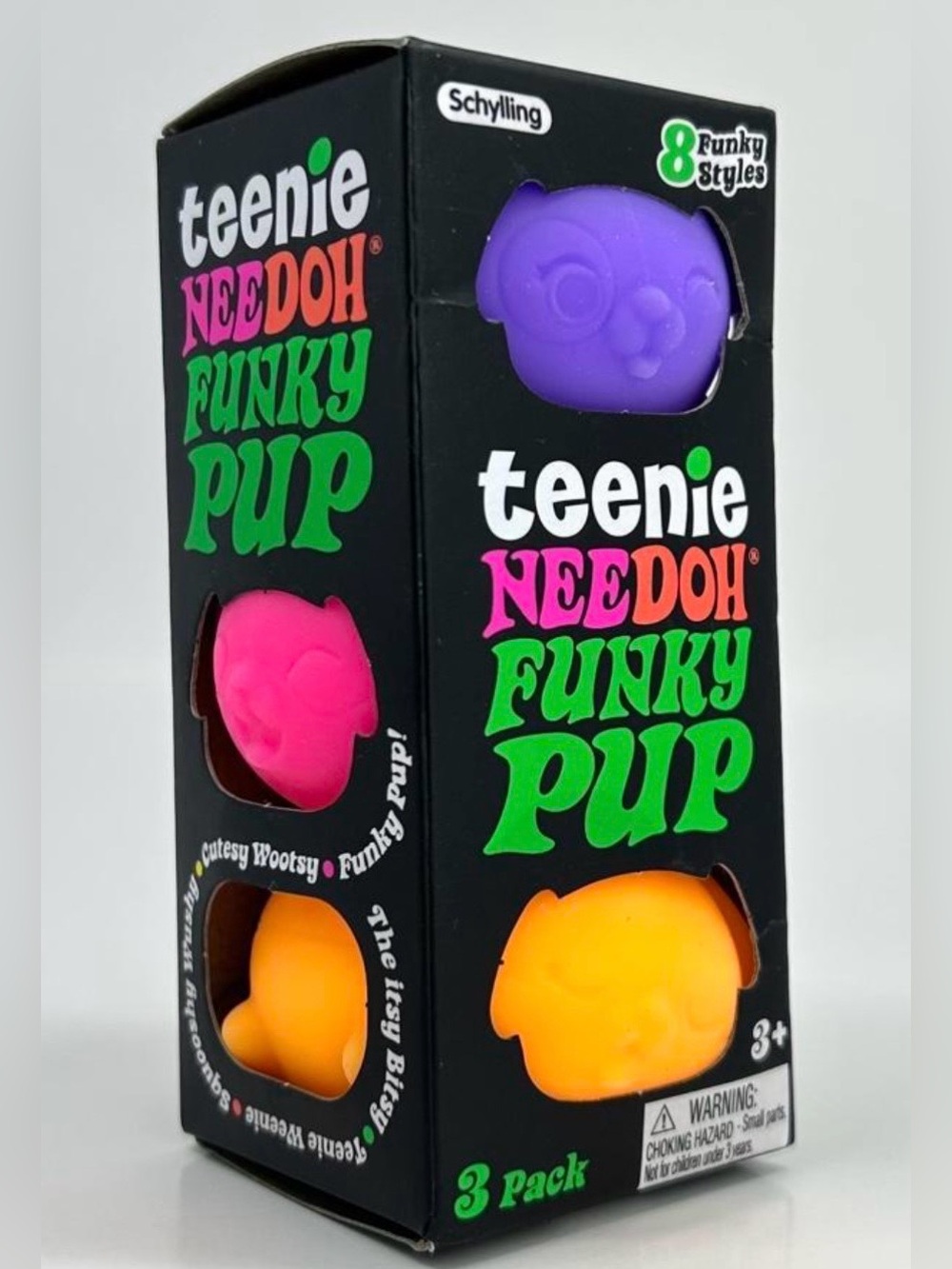 Teenie Needoh Funky Pup 3-Pack – Purple, Pink, Orange
